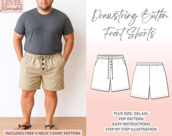 Plus Size Mens Shorts Sewing Pattern 2XL-6XL (PDF Pattern)