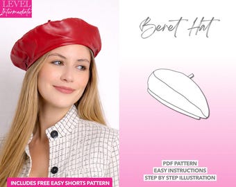 Wykrój na beret damski w stylu francuskim (do pobrania w formacie PDF, 3 rozmiary)