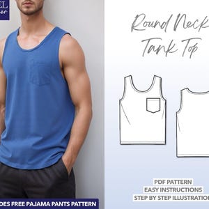 Herren Tank Top Schnittmuster S-XXL Tank Top PDF Pattern Pocket Tank Top Schnittmuster Easy Top Schnittmuster Männer PDF Pattern