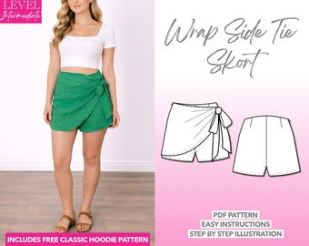 Modello di cucito per gonna-pantalone con lacci laterali: download PDF (XS-XXXL) + modello bonus per felpa con cappuccio