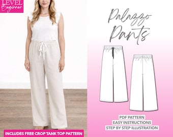 Palazzo Pants Sewing Pattern, Wide Leg (PDF Pattern)