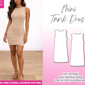Mini Tank Dress Sewing Pattern (PDF): XS-XXXL, Includes Romper Pattern