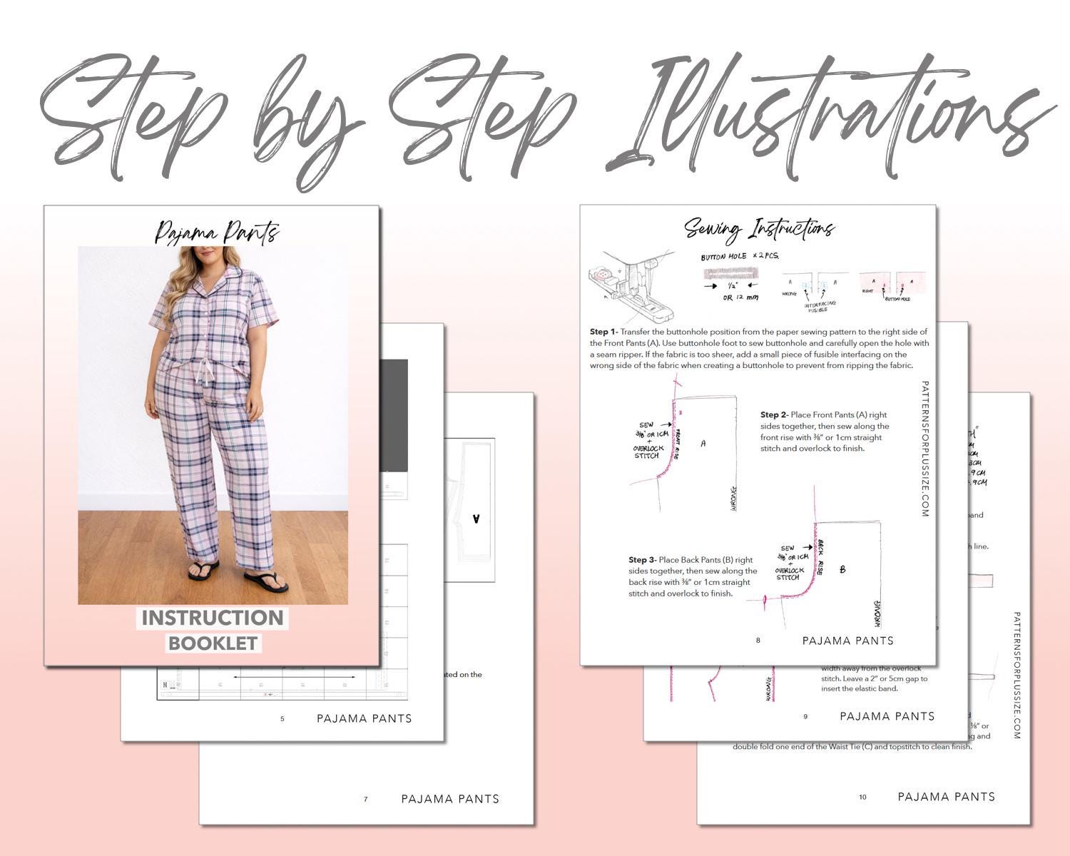 Plus Size Pajama Pants Sewing Pattern: Women's PDF (0XL-4XL) - Etsy