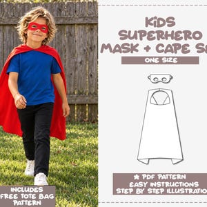 Kids Superhero Mask and Cape Sewing Pattern – PDF Download (One Size)