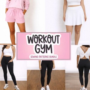Workout Outfit Sewing Pattern Bundle: Leggings, Top, Shorts (PDF Pattern XS-XXXL)
