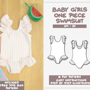 Ruffled Baby Swimsuit Sewing Pattern: One Piece Swimwear (PDF Pattern)