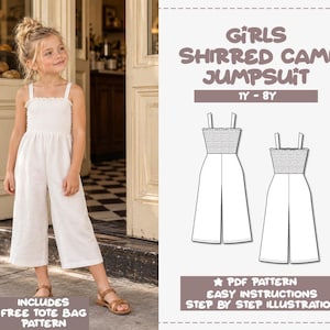 Girls Shirred Cami Jumpsuit Sewing Pattern (PDF)