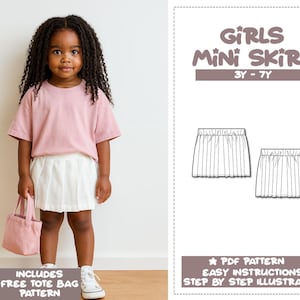 Girls Pleated Mini Skirt Sewing Pattern (3Y-7Y) (PDF Pattern)