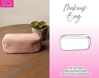 Bag Sewing Pattern Makeup Bag PDF Pattern Cosmetic Bag Sewing Pattern Portable Storage Bag Pattern Toiletries Bag Sewing Pattern