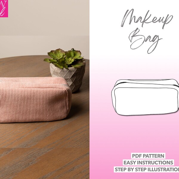 Bag Sewing Pattern Makeup Bag PDF Pattern Cosmetic Bag Sewing Pattern Portable Storage Bag Pattern Toiletries Bag Sewing Pattern