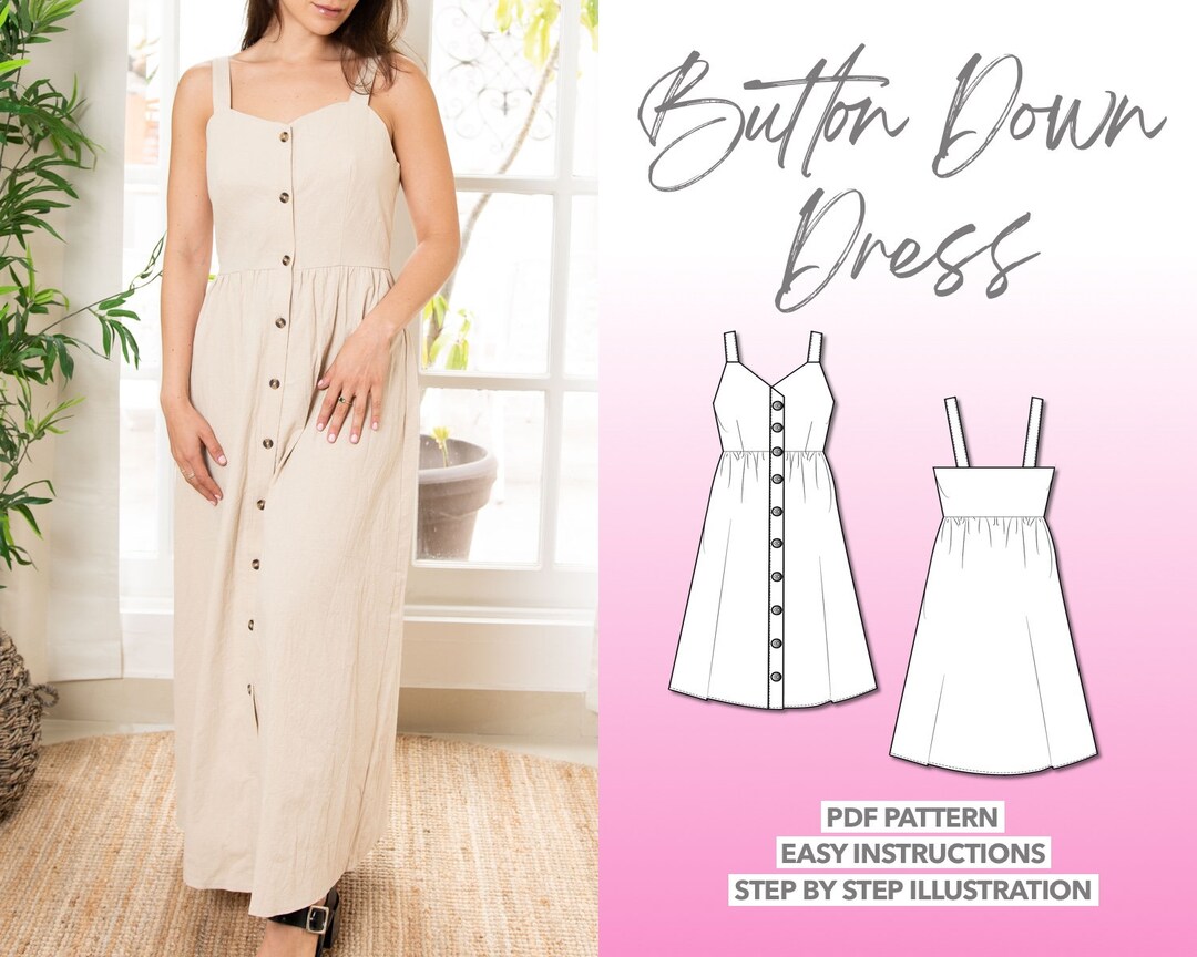 Dress Sewing Pattern Button Down Dress Pattern Linen Dress Sewing
