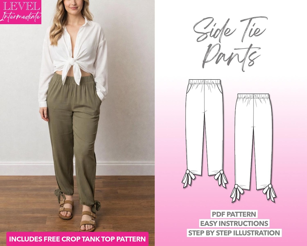 Side Tie Pants Sewing Pattern: Women's Boho Style (PDF Download
