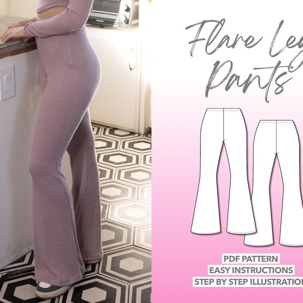 Pants Sewing Pattern Wide Leg Pants Pattern Leggings Sewing Pattern Flare Leg Pants Women Sewing Pattern Knit Pants PDF Pattern