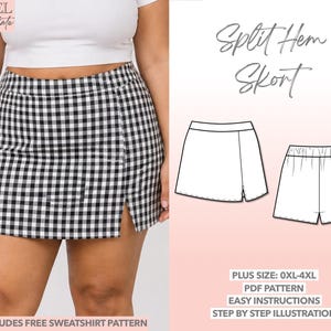 Patrón de costura de falda pantalón de talla grande Patrón de falda para mujer de talla curvilínea Patrón de shorts Patrón de falda pantalón para principiantes Falda pantalón de verano Falda scooter Falda dividida