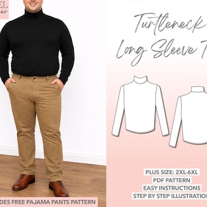 Plus Size Mens Turtleneck Sewing Pattern (2XL-6XL) - PDF Download