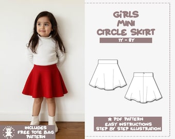 Girls Mini Circle Skirt Sewing Pattern (1Y-8Y) (PDF Pattern)