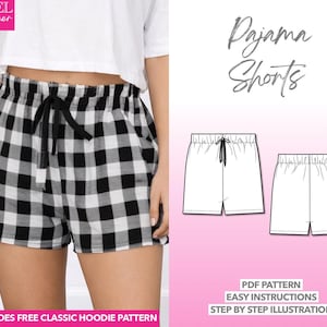 Easy Pajama Shorts Sewing Pattern Shorts PDF Pattern Women Sewing Pattern Sleep Shorts Pattern Pajama Bottom Pattern Beginner Sleepwear PJs