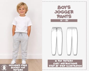 Patrón de costura en PDF para pantalones deportivos de niño – Descarga en PDF (1Y–8Y)