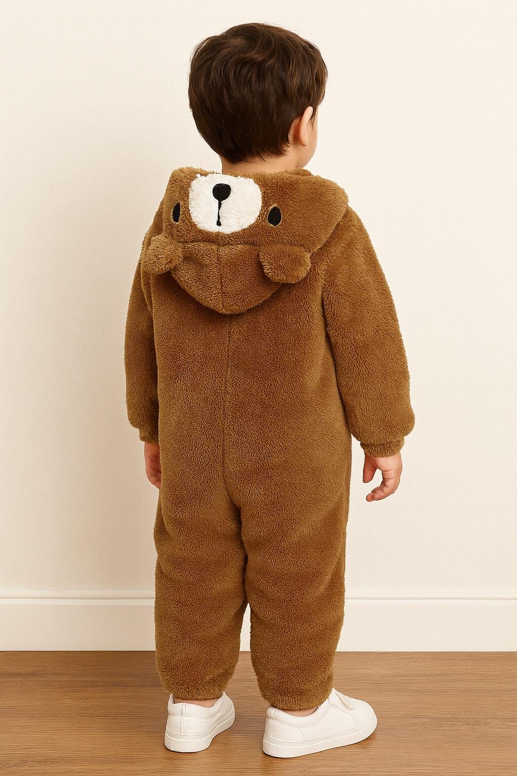 男の子用3Dクマ耳フード付きジャンプスーツの縫製パターン（4歳～7歳