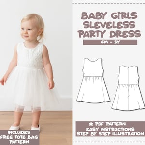 Baby Girl Party Dress Sewing Pattern 6M-3Y (PDF Pattern)