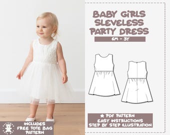 Baby Girl Party Dress Sewing Pattern 6M-3Y (PDF Pattern)