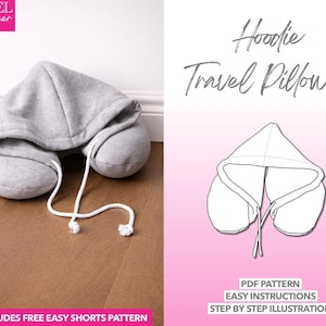 Hoodie Travel Pillow Sewing Pattern, Beginner-Friendly (PDF Pattern)