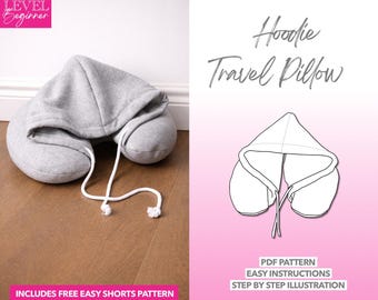 Hoodie Travel Pillow Sewing Pattern, Beginner-Friendly (PDF Pattern)