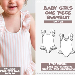 Baby Swimsuit Sewing Pattern Ruffled Swimsuit One Piece Swimsuit PDF Pattern Swimwear Pattern Baby Swim Sewing Pattern Ruffled Swimwear PDF