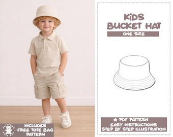 Patrón de costura para gorro de pescador infantil: reversible, talla única (patrón PDF)