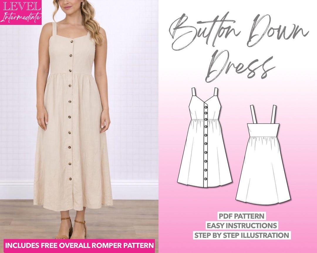 Button Down Dress Sewing Pattern: Easy PDF for All Skill Levels (XS-XXXL) - Etsy Button Down Dress Sewing Pattern: Easy PDF for All Skill Levels (XS-XXXL) - Etsy