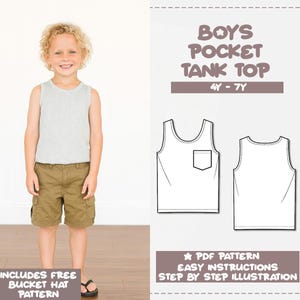 Boys Pocket Tank Top Sewing Pattern (4Y-7Y) (PDF Pattern)
