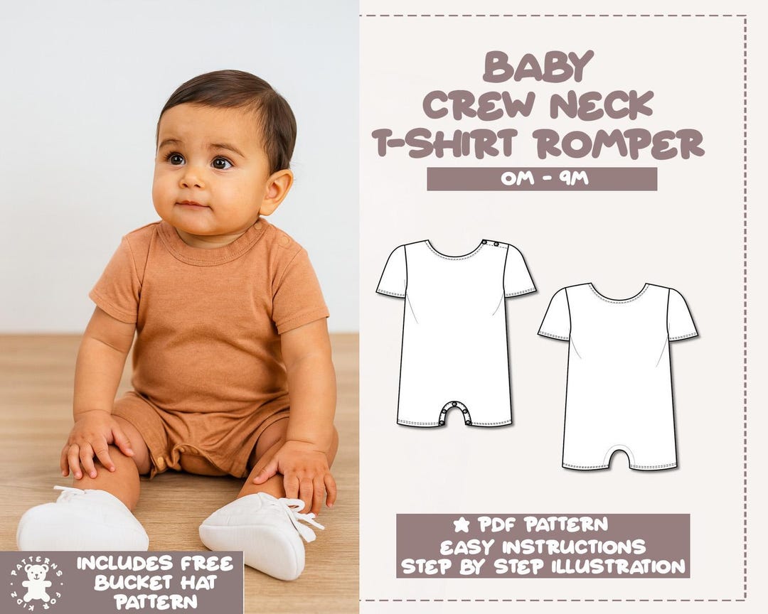 Baby Crew Neck Romper Sewing Pattern (PDF Pattern)