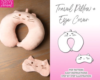 Travel Pillow Sewing Pattern Accessories PDF Pattern Eye Cover Sewing Pattern Portable Pillow For Travel Pattern