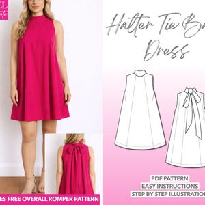 Patron de couture pour mini robe dos nu : téléchargement PDF (XS-XXXL)