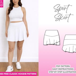 Naaipatroon sportskort: gebreide damesrok, XS-XXXL (pdf-patroon)