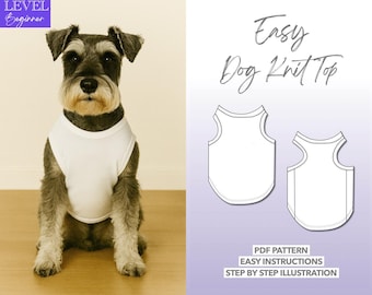 簡単な犬用ニットトップスの縫製パターン - XS-3XL (PDFパターン)