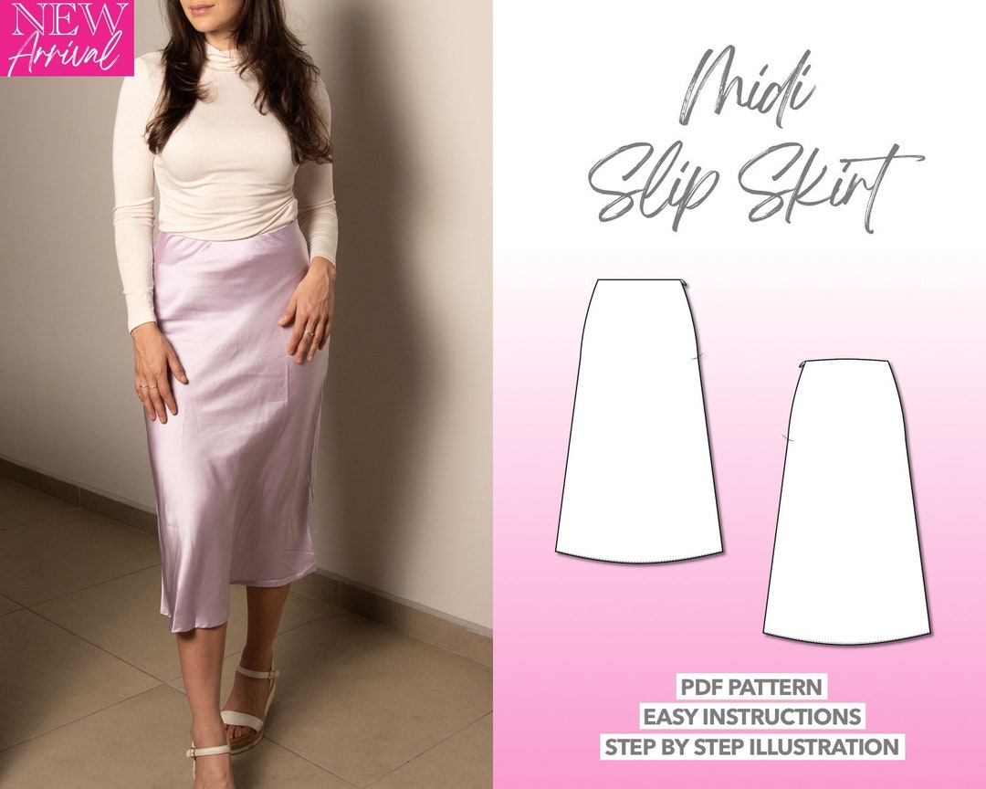 Skirt Sewing Pattern Midi Slip Skirt Pattern Women Sewing Pattern Satin
