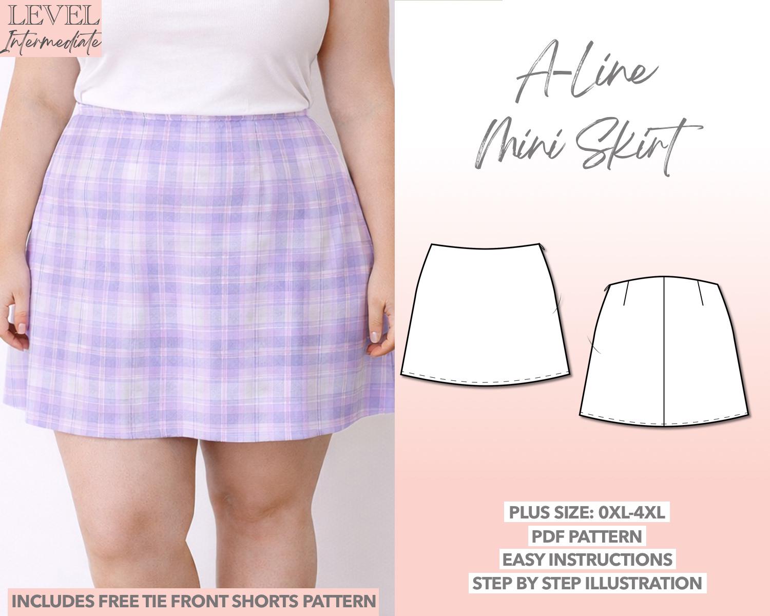 Plus Size Skirt Pattern A-line Skirt Mini Skirt High Waist Skirt