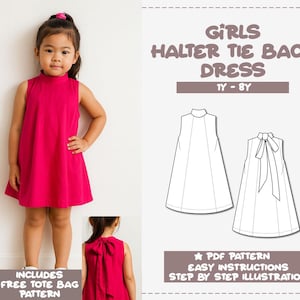 Girls Halter Tie Back Dress Sewing Pattern (1Y-8Y) (PDF Pattern)