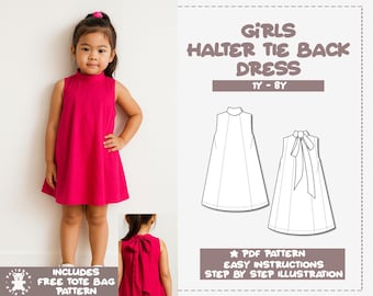 Girls Halter Tie Back Dress Sewing Pattern (1Y-8Y) (PDF Pattern)