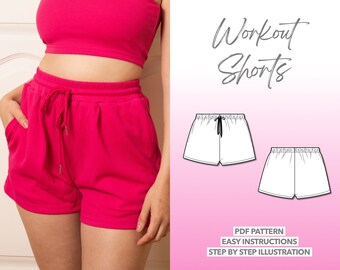 Shorts Sewing Pattern Gym Shorts Pattern Workout Shorts Sewing Pattern Women Shorts Sewing Pattern Summer Shorts PDF Pattern