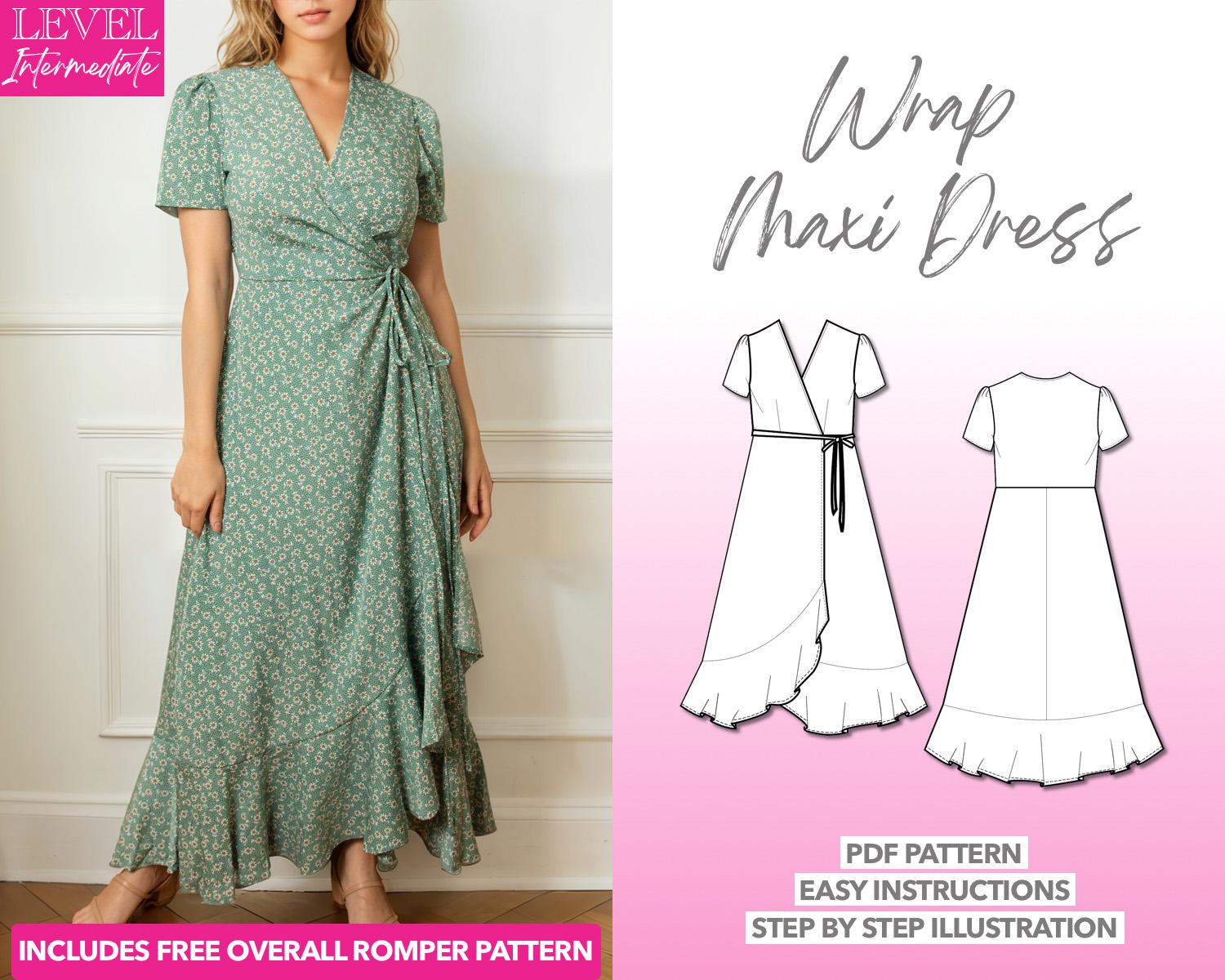 Jurk naaipatroon maxi wikkeljurk PDF patroon naaipatroon dames lange jurk naaipatroon wikkeljurkpatroon maxi jurk naaipatroon Etsy Belgie