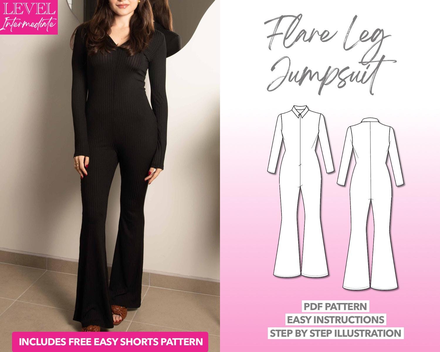 Women's Long Sleeve Bodycon Jumpsuit - Playing Card Print, Slim Fit Color Block Romper