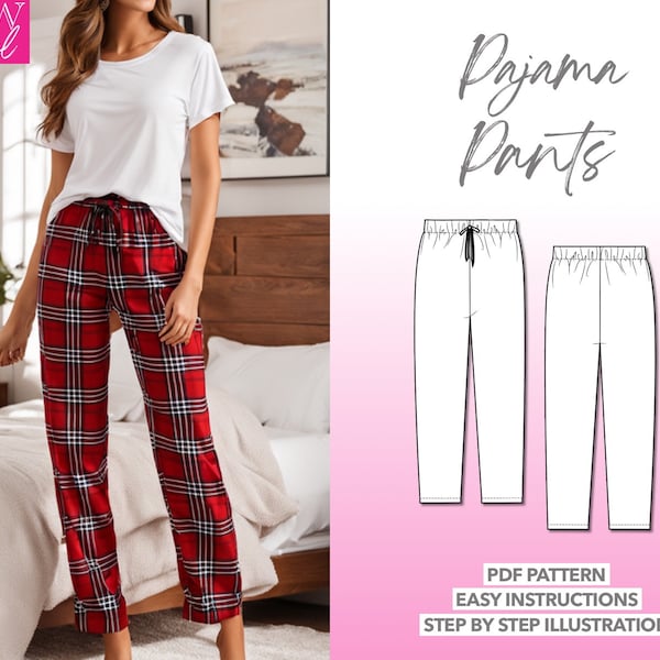 Pyjama Hose Schnittmuster Hose PDF Pattern Damen Schnittmuster Schlafhose Schnittmuster Pyjama Schnittmuster