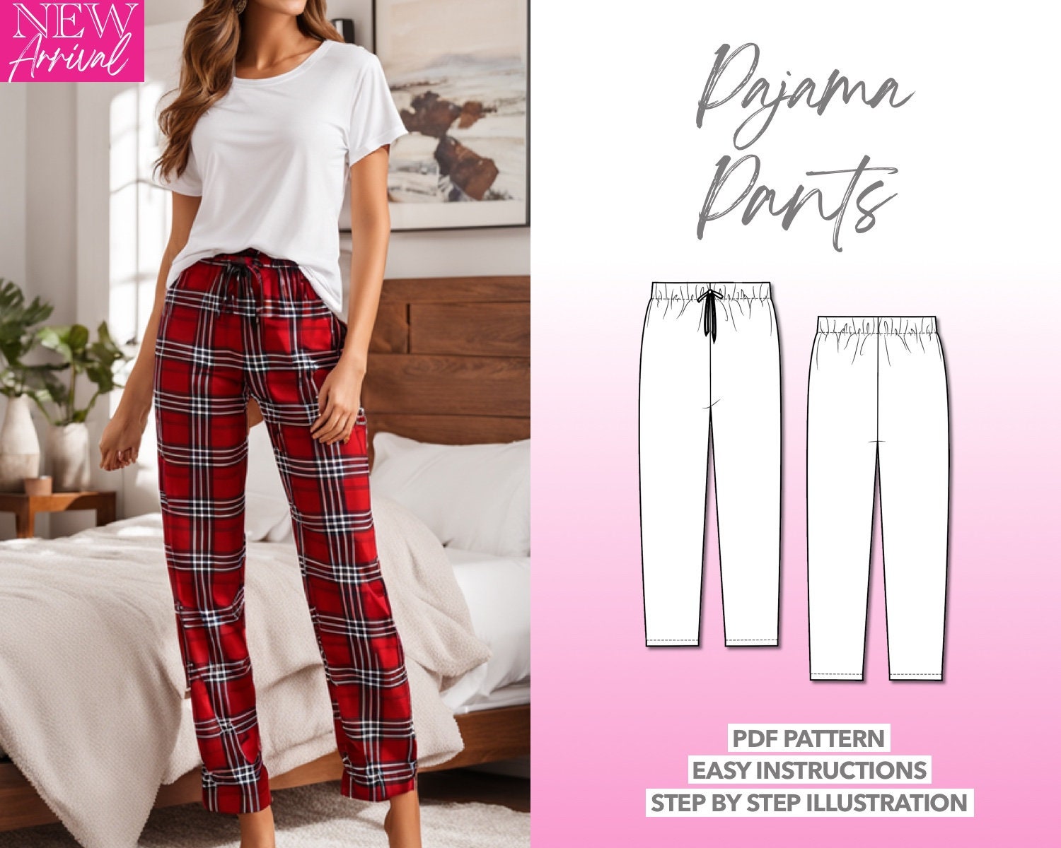 Wide Leg Lounge Pants and Shorts Pattern. Women's PDF Printable