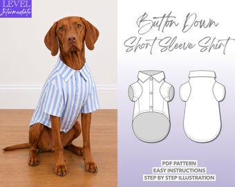 Dog Button Down Short Sleeve Shirt PDF Sewing Pattern – PDF Download (XS–5XL)
