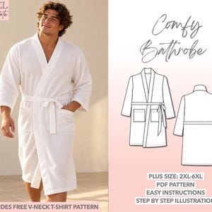 Plus Size Mens Bathrobe Sewing Pattern: Easy Loungewear (2XL-6XL) (PDF Pattern)