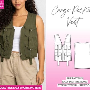 Cargo Vest Sewing Pattern Pocket Vest Pattern Utility Vest Cargo Jacket Pattern Unisex Vest Tactical Vest Work Vest Wilderness Vest Weighted
