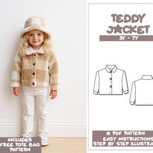 Girls Teddy Jacket Sewing Pattern 3Y-7Y (PDF Pattern)