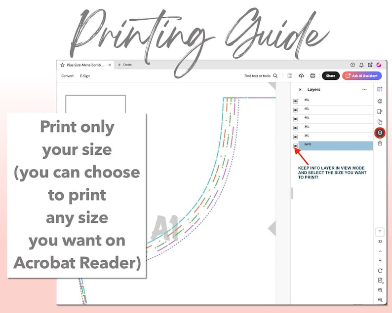 Plus Size Mens Bomber Jacket sewing pattern printing guide.